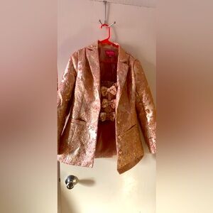 Dollz Kill matching crop top and blazer NWT XS pink & gold